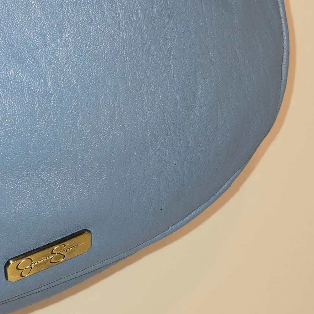 Jessica Simpson Skylar Hobo Bag Dusty Blue Studded JS Charm Vegan Leather